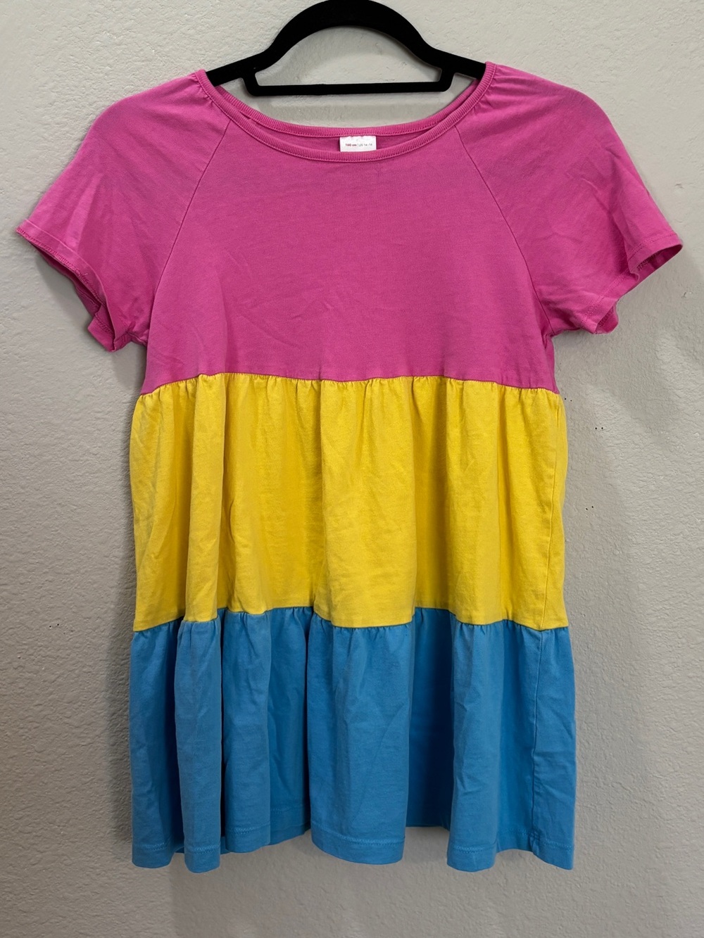 Hanna Andersson Girls Colorblock Tiered Cotton Tunic Top Size 14-16